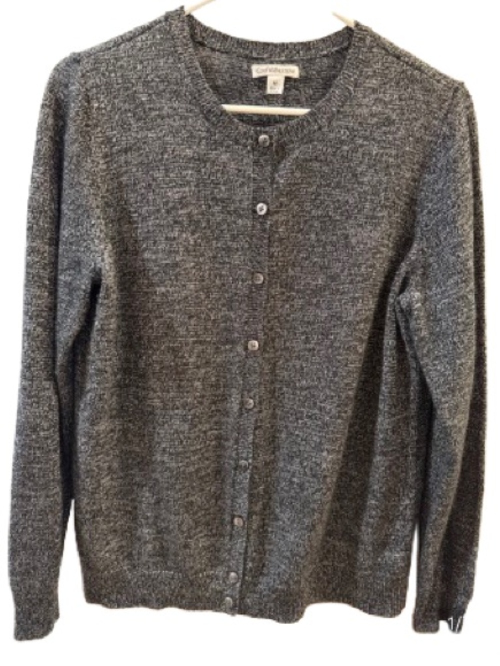 Croft&Barrow Women’s charcoal marled button-front cardigan SizeM